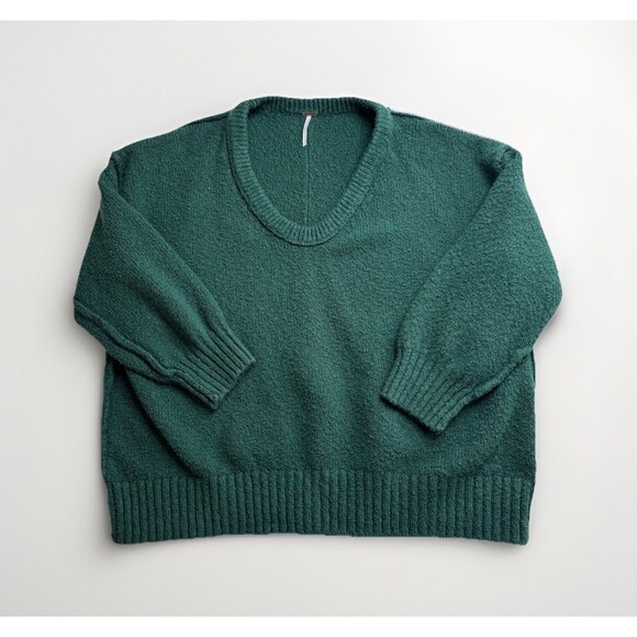 Free People Retro 90s Brookside Slouchy Tunic Sweater Pine Forest Green Large - Picture 2 of 7